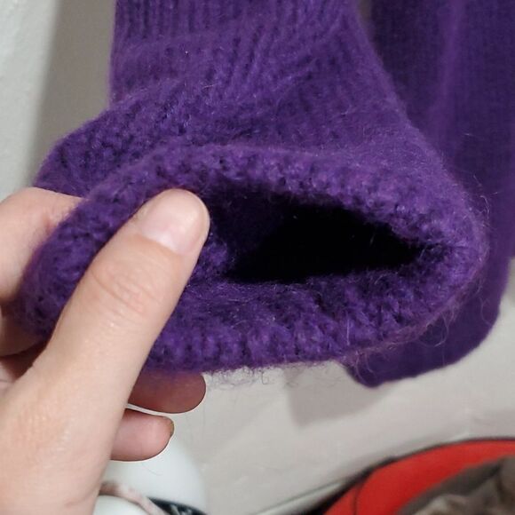 Vintage Cervlle Wool Cardogan Dister with Beading & Rose's in Purple Size M - Picture 5 of 15